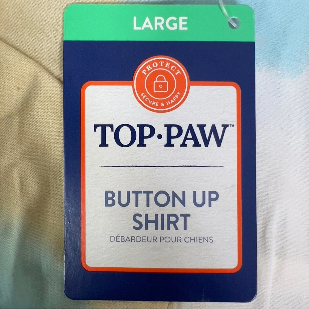 Top Paw Size Large Button Up Shirt “Tie Dye Buttonup” White/Tan/Peach/Tu…